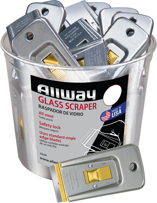 Allway Safety Glass Scraper Labelled (50/bucket)