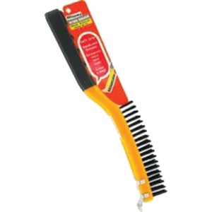 Allway 3 x 19 Row Carbon Steel Wire Brush with Scraper & Soft Grip Handle