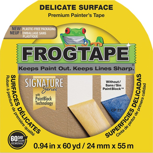 Shurtape 24mm x 55m (0.94" x 60yd) Yellow Frogtape Delicate Surfaces Painter's Tape