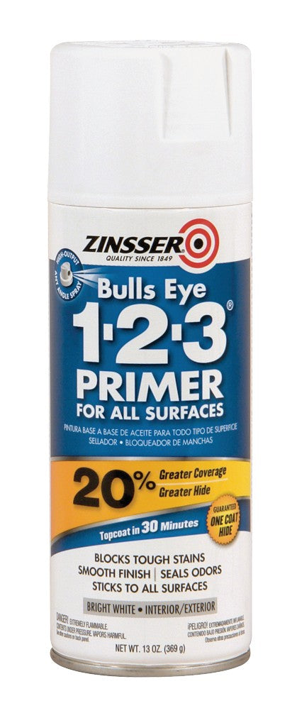Zinsser 02008 13oz Spray White Bullseye 1-2-3 Water Base Primer