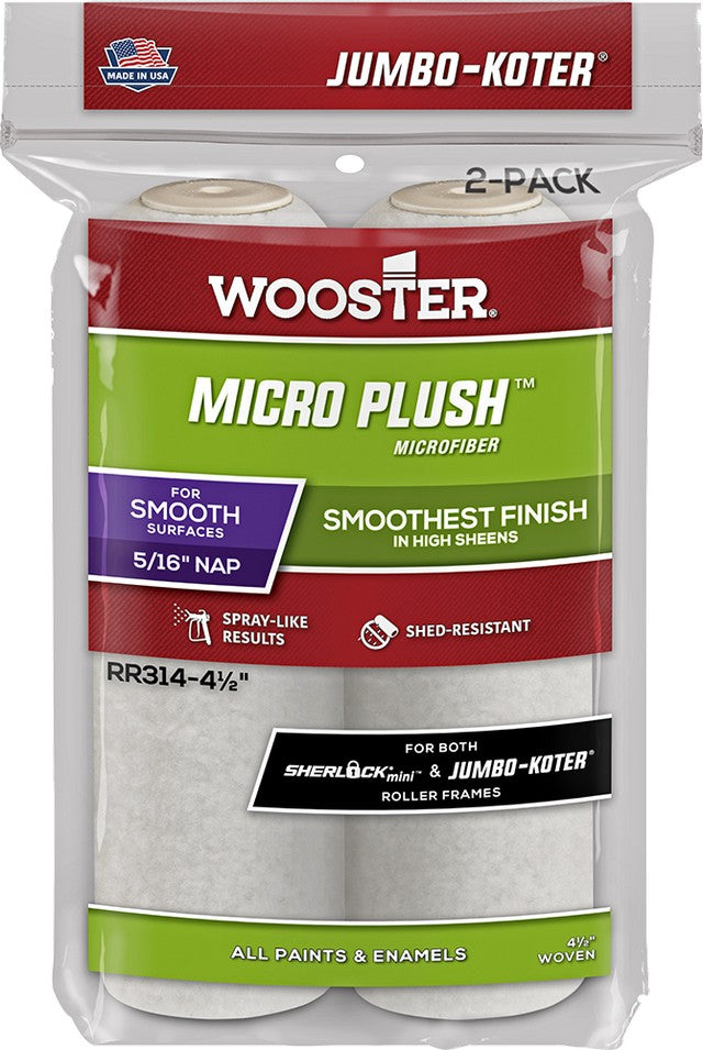 Wooster 4-1/2" x 5/16" Nap Micro Plush Jumbo-Koter Mini Roller Cover (2pk)