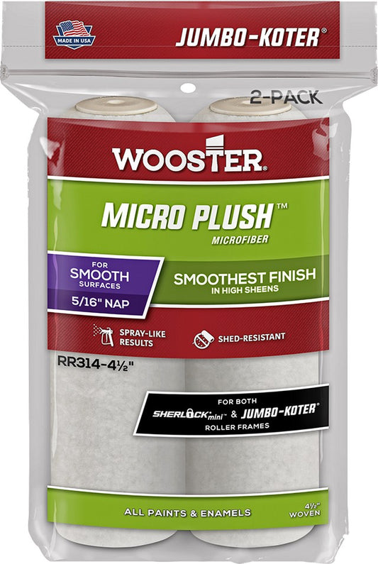 Wooster 4-1/2" x 5/16" Nap Micro Plush Jumbo-Koter Mini Roller Cover (2pk)