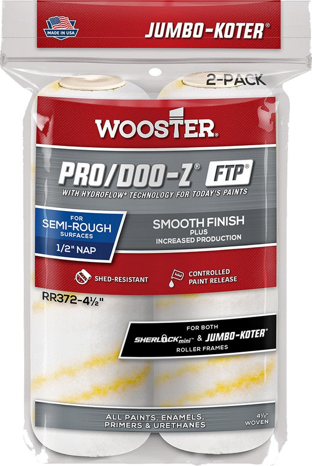 Wooster 4-1/2" x 1/2" Nap Jumbo-Koter Pro/Doo-Z FTP Mini Roller Cover (2pk)