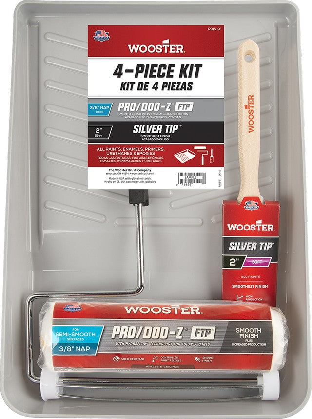 Wooster 9" Pro/Doo-Z FTP Silver Tip Roller Kit (4pc)