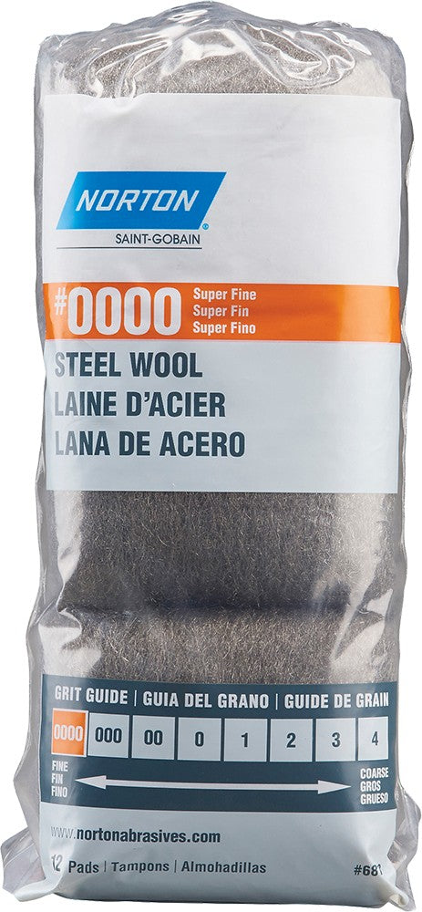 Norton Steel Wool 0000 Super Fine (12pk)