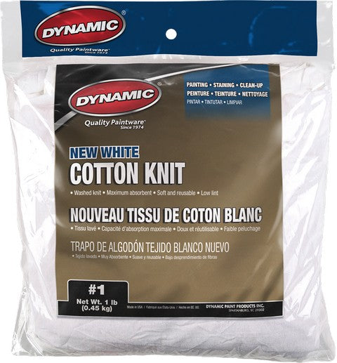 Dynamic #1 1Lb Bag New White Cotton Knit Wiping Cloth