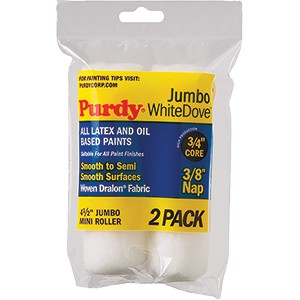 Purdy 4-1/2 x 3/8" Nap Woven Dralon White Dove Jumbo Mini Roller (2pk)